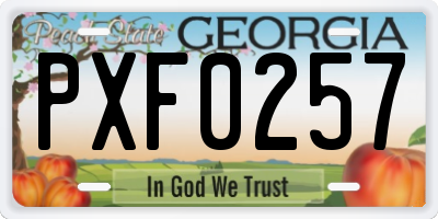 GA license plate PXF0257
