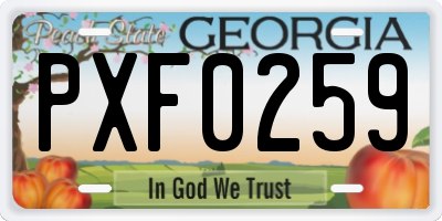 GA license plate PXF0259