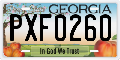 GA license plate PXF0260