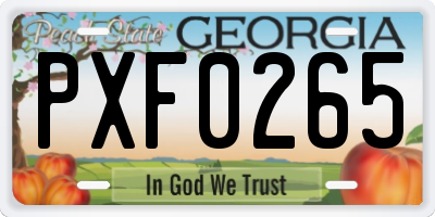 GA license plate PXF0265