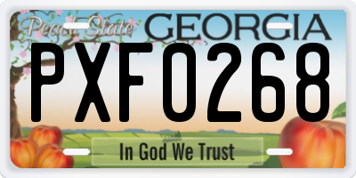 GA license plate PXF0268