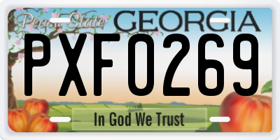 GA license plate PXF0269