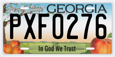 GA license plate PXF0276