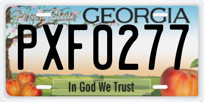 GA license plate PXF0277