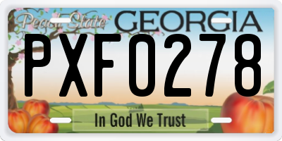 GA license plate PXF0278
