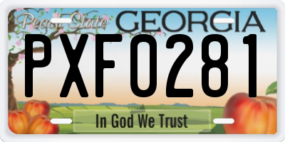 GA license plate PXF0281