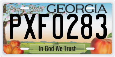 GA license plate PXF0283