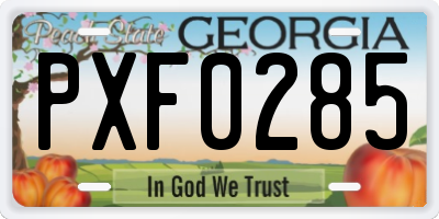 GA license plate PXF0285
