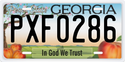 GA license plate PXF0286
