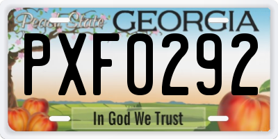 GA license plate PXF0292