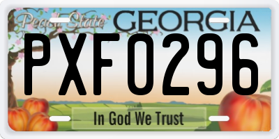GA license plate PXF0296