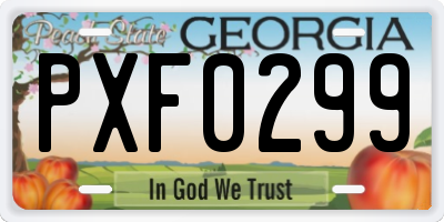 GA license plate PXF0299