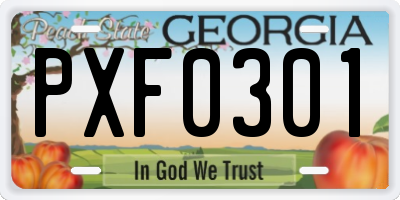GA license plate PXF0301