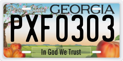 GA license plate PXF0303