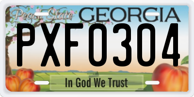 GA license plate PXF0304
