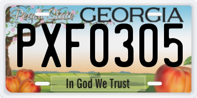 GA license plate PXF0305