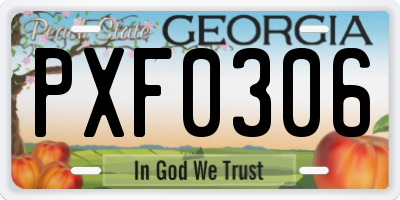 GA license plate PXF0306