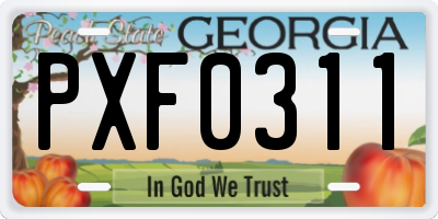 GA license plate PXF0311