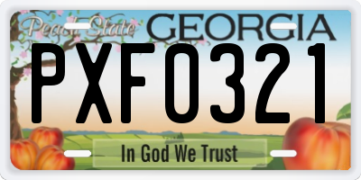 GA license plate PXF0321