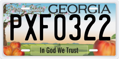 GA license plate PXF0322