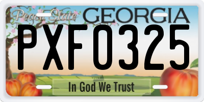 GA license plate PXF0325