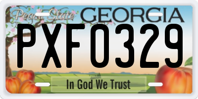 GA license plate PXF0329
