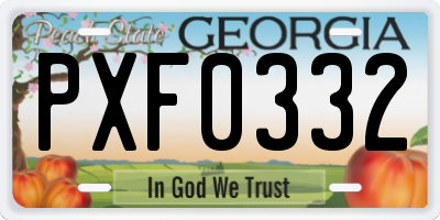 GA license plate PXF0332