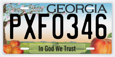GA license plate PXF0346