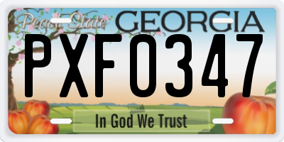 GA license plate PXF0347