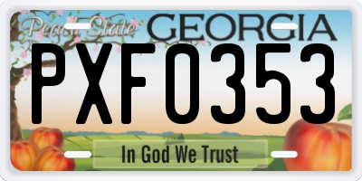 GA license plate PXF0353