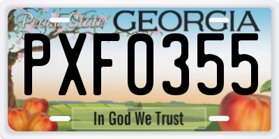 GA license plate PXF0355