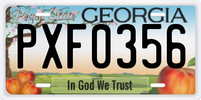 GA license plate PXF0356