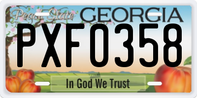 GA license plate PXF0358