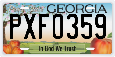 GA license plate PXF0359