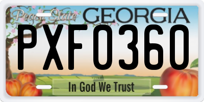 GA license plate PXF0360