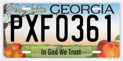GA license plate PXF0361