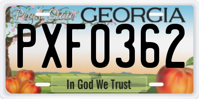 GA license plate PXF0362