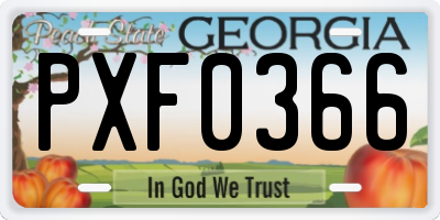 GA license plate PXF0366