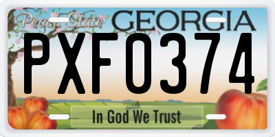 GA license plate PXF0374