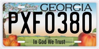 GA license plate PXF0380