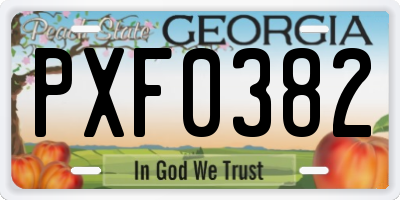 GA license plate PXF0382