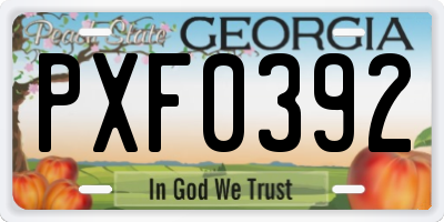 GA license plate PXF0392