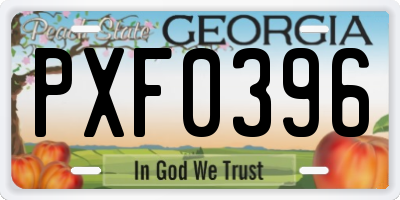 GA license plate PXF0396