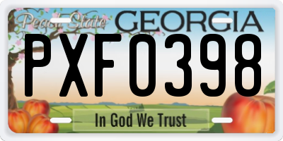 GA license plate PXF0398