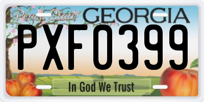 GA license plate PXF0399