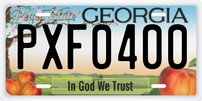 GA license plate PXF0400
