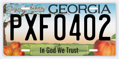 GA license plate PXF0402