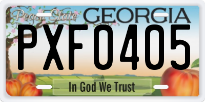 GA license plate PXF0405