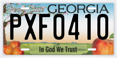 GA license plate PXF0410