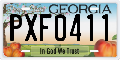 GA license plate PXF0411
